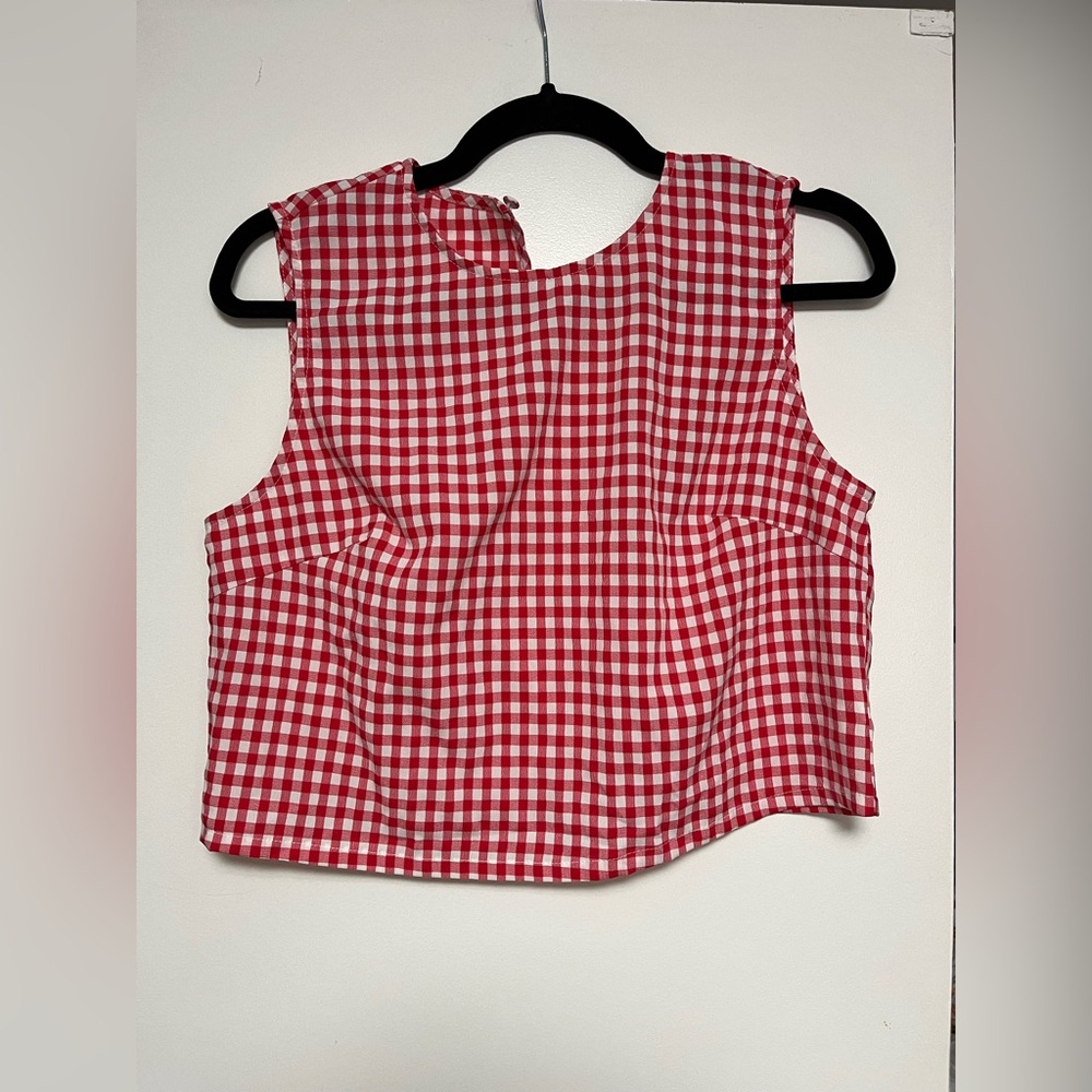 Allegra K Red Checkered Top